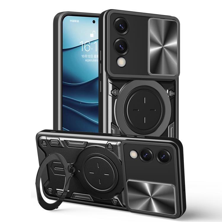 CD Texture Sliding Camshield Magnetic Holder Phone Case