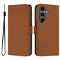 Skin Feel Solid Color Leather Phone Case with Lanyard