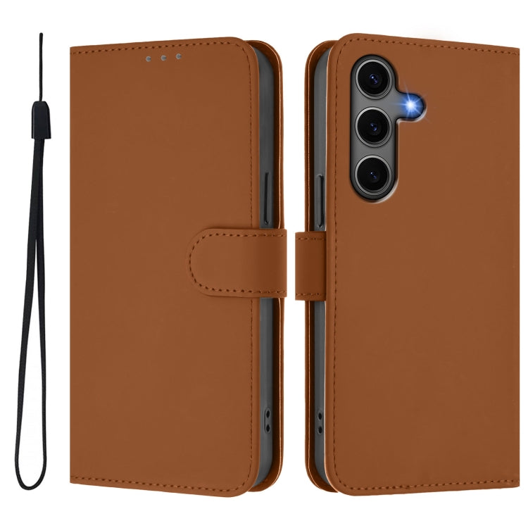 Skin Feel Solid Color Leather Phone Case with Lanyard