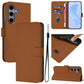 Skin Feel Solid Color Leather Phone Case with Lanyard