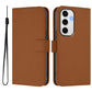 Skin Feel Solid Color Leather Phone Case with Lanyard