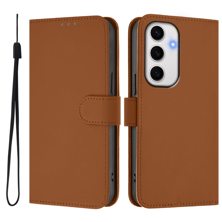 Skin Feel Solid Color Leather Phone Case with Lanyard