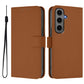 Skin Feel Solid Color Leather Phone Case with Lanyard