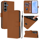 Skin Feel Solid Color Leather Phone Case with Lanyard