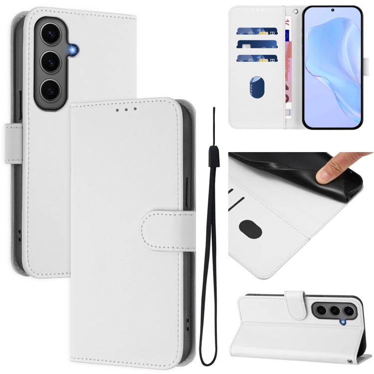 Skin Feel Solid Color Leather Phone Case with Lanyard