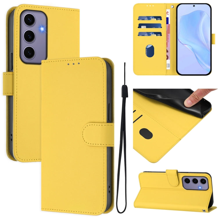 Skin Feel Solid Color Leather Phone Case with Lanyard