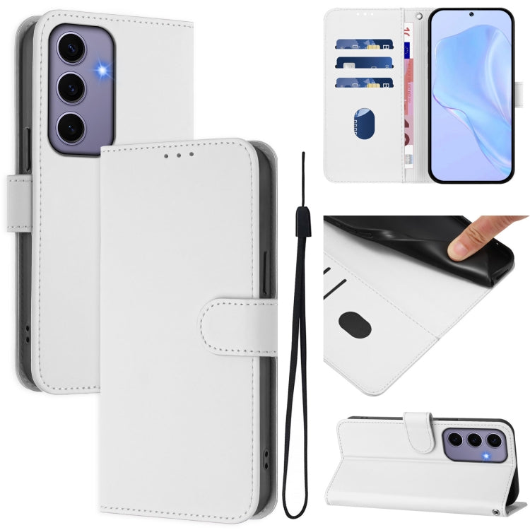 Skin Feel Solid Color Leather Phone Case with Lanyard