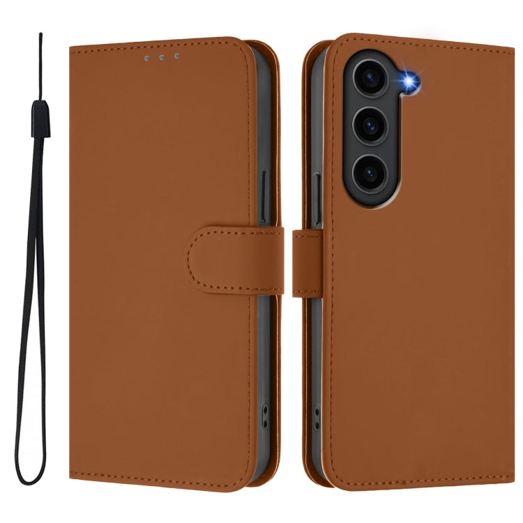 Skin Feel Solid Color Leather Phone Case with Lanyard
