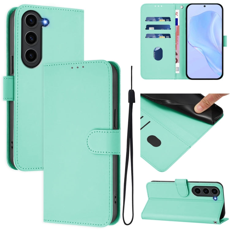 Skin Feel Solid Color Leather Phone Case with Lanyard