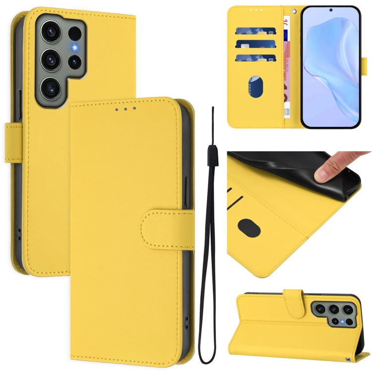 Skin Feel Solid Color Leather Phone Case with Lanyard