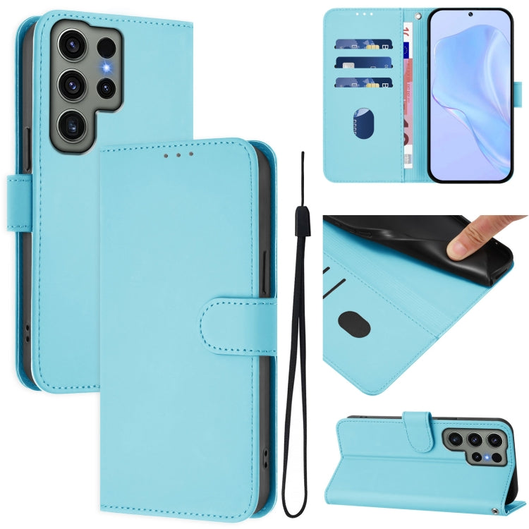 Skin Feel Solid Color Leather Phone Case with Lanyard