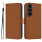 Skin Feel Solid Color Leather Phone Case with Lanyard
