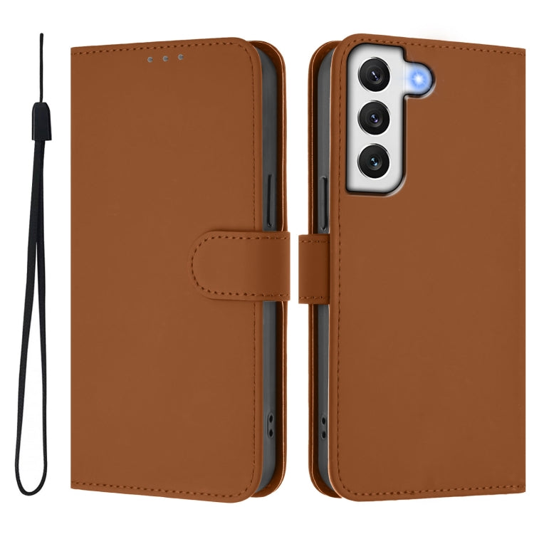 Skin Feel Solid Color Leather Phone Case with Lanyard