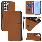 Skin Feel Solid Color Leather Phone Case with Lanyard
