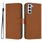 Skin Feel Solid Color Leather Phone Case with Lanyard
