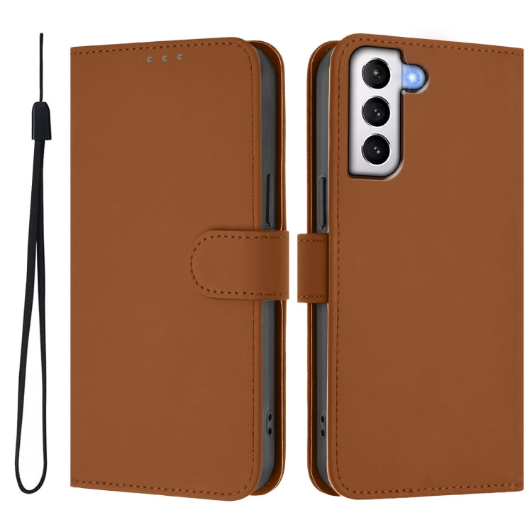 Skin Feel Solid Color Leather Phone Case with Lanyard