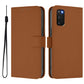 Skin Feel Solid Color Leather Phone Case with Lanyard