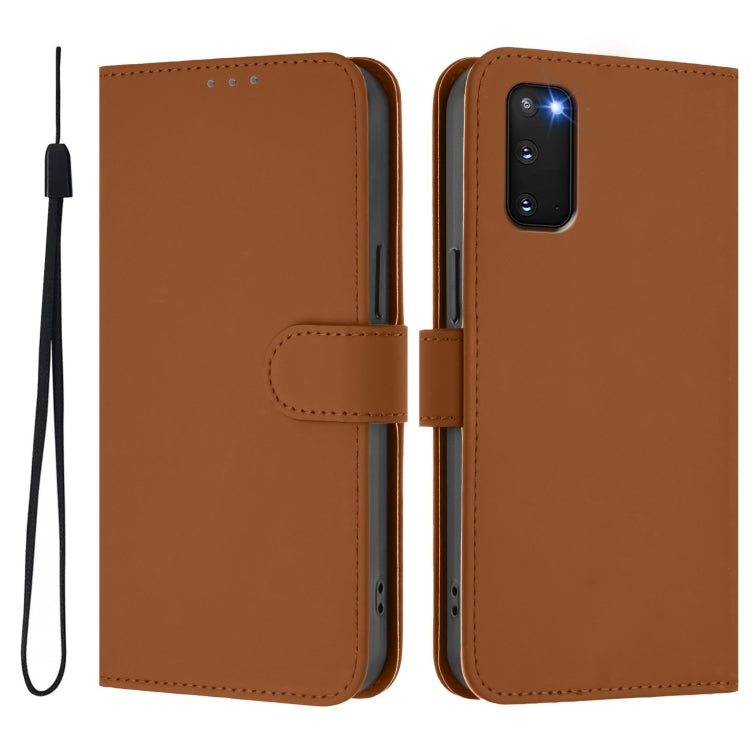 Skin Feel Solid Color Leather Phone Case with Lanyard
