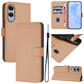 Skin Feel Solid Color Leather Phone Case with Lanyard