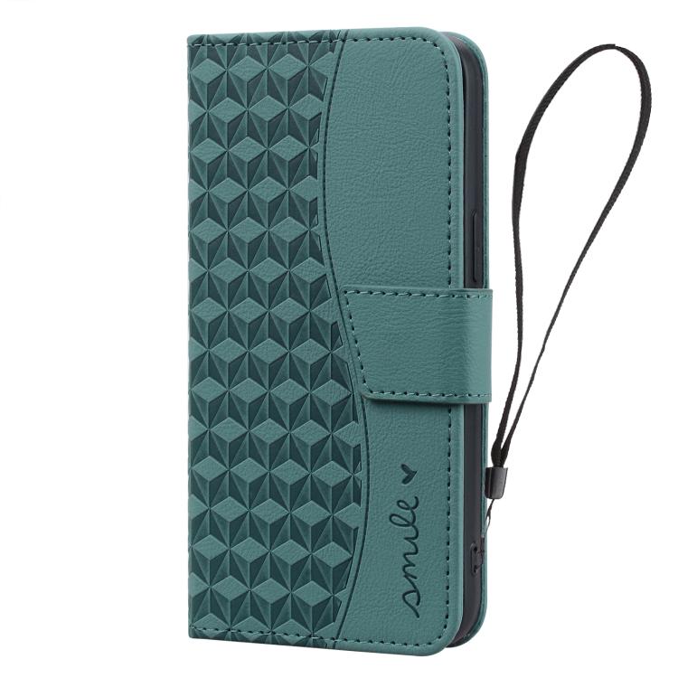 Diamond Buckle Leather Phone Case with Lanyard