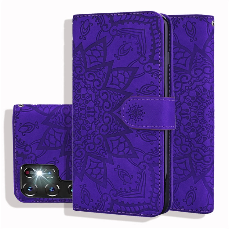Mandala Embossed Dual-Fold Calf Leather Phone Case
