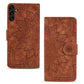 Mandala Embossed Dual-Fold Calf Leather Phone Case