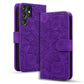 Mandala Embossed Dual-Fold Calf Leather Phone Case