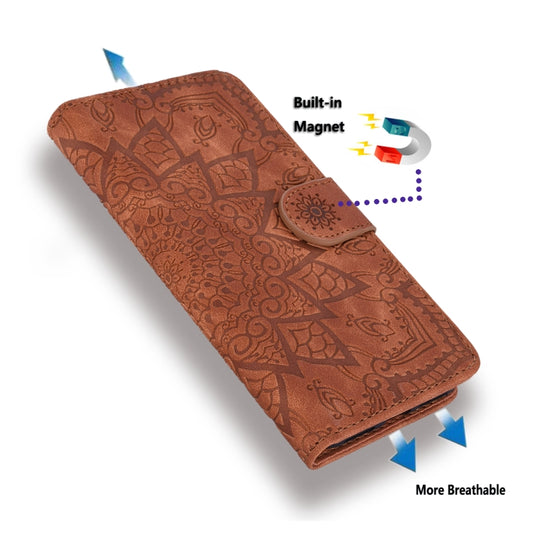 Mandala Embossed Dual-Fold Calf Leather Phone Case