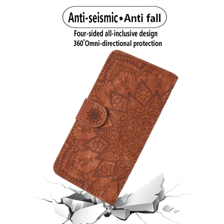 Mandala Embossed Dual-Fold Calf Leather Phone Case