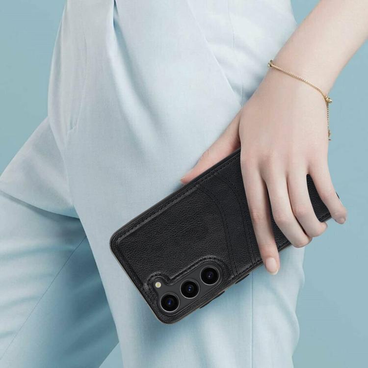 Litchi Leather Skin Card Slots Phone Case