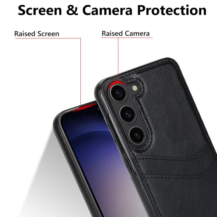 Litchi Leather Skin Card Slots Phone Case