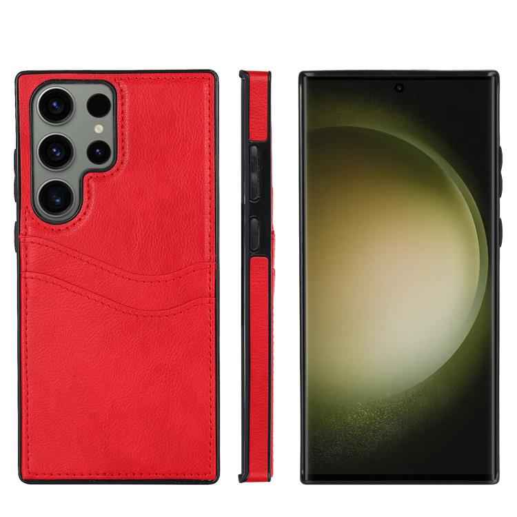 Litchi Leather Skin Card Slots Phone Case