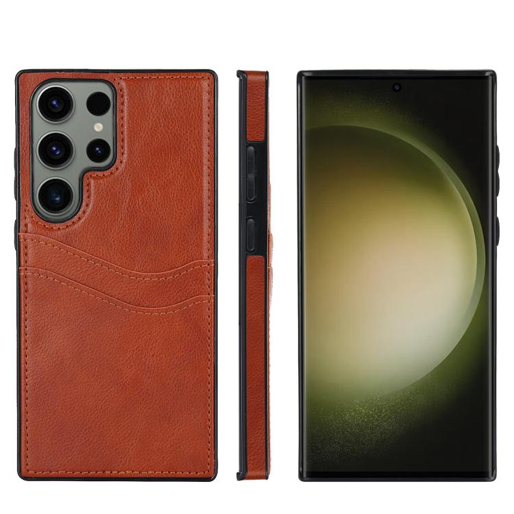 Litchi Leather Skin Card Slots Phone Case