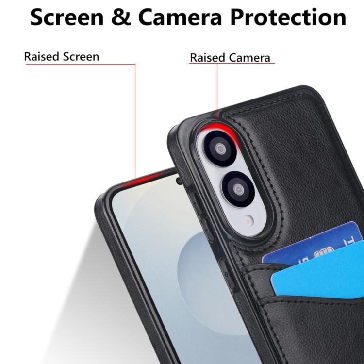 Litchi Leather Skin Card Slots Phone Case