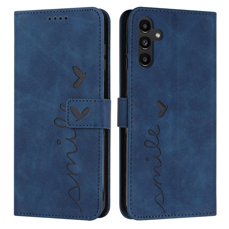 Skin Feel Heart Embossed Leather Phone Case with Long Lanyard