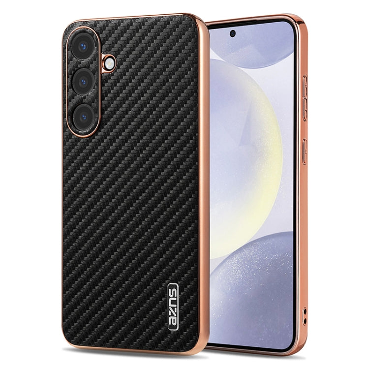 AZNS Electroplated Edge Carbon Fiber Texture Phone Case, For Samsung Galaxy S25 Edge 5G, For Samsung Galaxy S25 5G, For Samsung Galaxy S25+ 5G, For Samsung Galaxy S25 Ultra 5G, For Samsung Galaxy S23 Ultra 5G, For Samsung Galaxy S22 Ultra 5G