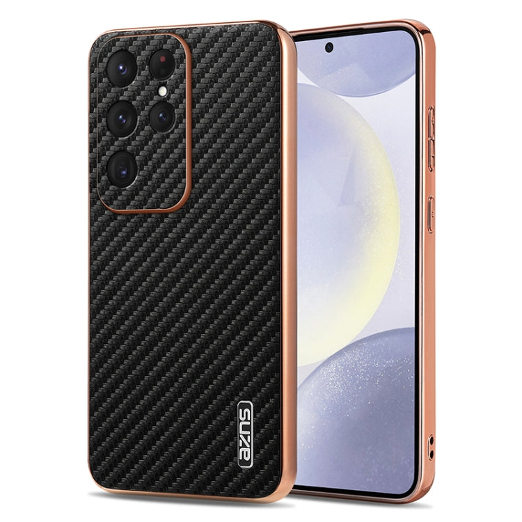 AZNS Electroplated Edge Carbon Fiber Texture Phone Case, For Samsung Galaxy S25 Edge 5G, For Samsung Galaxy S25 5G, For Samsung Galaxy S25+ 5G, For Samsung Galaxy S25 Ultra 5G, For Samsung Galaxy S23 Ultra 5G, For Samsung Galaxy S22 Ultra 5G