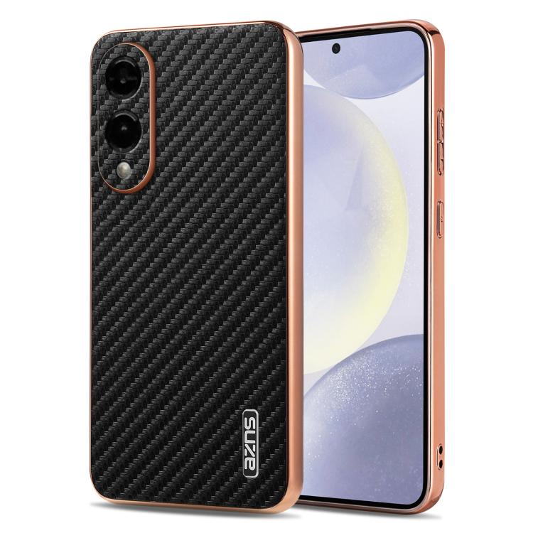AZNS Electroplated Edge Carbon Fiber Texture Phone Case, For Samsung Galaxy S25 Edge 5G, For Samsung Galaxy S25 5G, For Samsung Galaxy S25+ 5G, For Samsung Galaxy S25 Ultra 5G, For Samsung Galaxy S23 Ultra 5G, For Samsung Galaxy S22 Ultra 5G