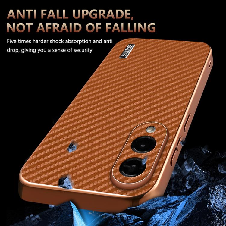AZNS Electroplated Edge Carbon Fiber Texture Phone Case, For Samsung Galaxy S25 Edge 5G, For Samsung Galaxy S25 5G, For Samsung Galaxy S25+ 5G, For Samsung Galaxy S25 Ultra 5G, For Samsung Galaxy S23 Ultra 5G, For Samsung Galaxy S22 Ultra 5G