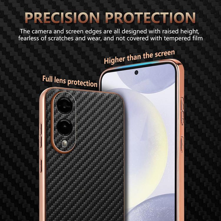 AZNS Electroplated Edge Carbon Fiber Texture Phone Case, For Samsung Galaxy S25 Edge 5G, For Samsung Galaxy S25 5G, For Samsung Galaxy S25+ 5G, For Samsung Galaxy S25 Ultra 5G, For Samsung Galaxy S23 Ultra 5G, For Samsung Galaxy S22 Ultra 5G