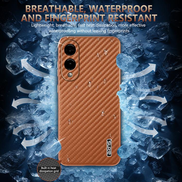 AZNS Electroplated Edge Carbon Fiber Texture Phone Case, For Samsung Galaxy S25 Edge 5G, For Samsung Galaxy S25 5G, For Samsung Galaxy S25+ 5G, For Samsung Galaxy S25 Ultra 5G, For Samsung Galaxy S23 Ultra 5G, For Samsung Galaxy S22 Ultra 5G