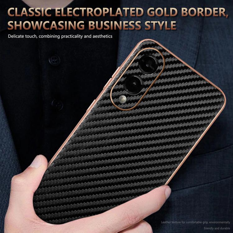 AZNS Electroplated Edge Carbon Fiber Texture Phone Case, For Samsung Galaxy S25 Edge 5G, For Samsung Galaxy S25 5G, For Samsung Galaxy S25+ 5G, For Samsung Galaxy S25 Ultra 5G, For Samsung Galaxy S23 Ultra 5G, For Samsung Galaxy S22 Ultra 5G