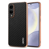 AZNS Electroplated Edge Carbon Fiber Texture Phone Case, For Samsung Galaxy S25 Edge 5G, For Samsung Galaxy S25 5G, For Samsung Galaxy S25+ 5G, For Samsung Galaxy S25 Ultra 5G, For Samsung Galaxy S23 Ultra 5G, For Samsung Galaxy S22 Ultra 5G