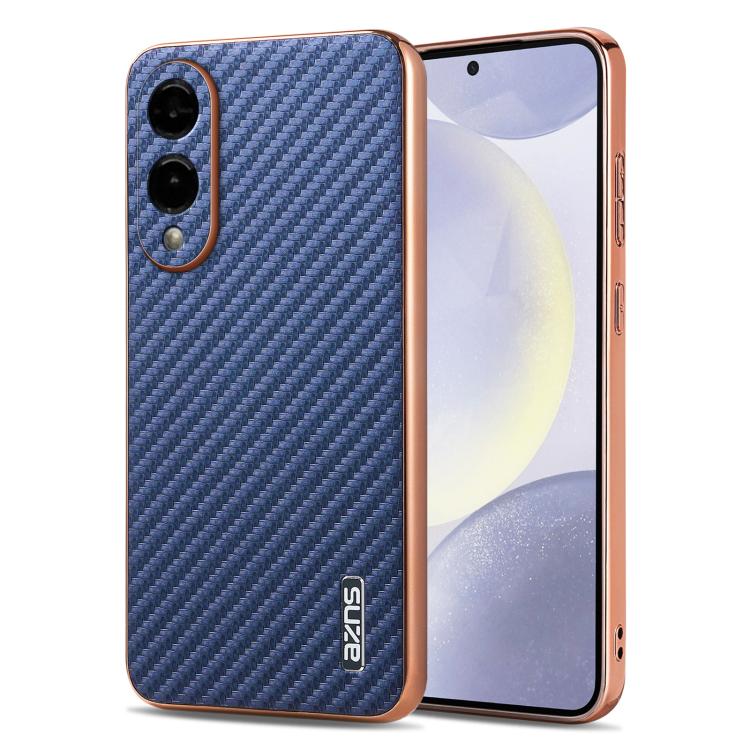 AZNS Electroplated Edge Carbon Fiber Texture Phone Case, For Samsung Galaxy S25 Edge 5G, For Samsung Galaxy S25 5G, For Samsung Galaxy S25+ 5G, For Samsung Galaxy S25 Ultra 5G, For Samsung Galaxy S23 Ultra 5G, For Samsung Galaxy S22 Ultra 5G