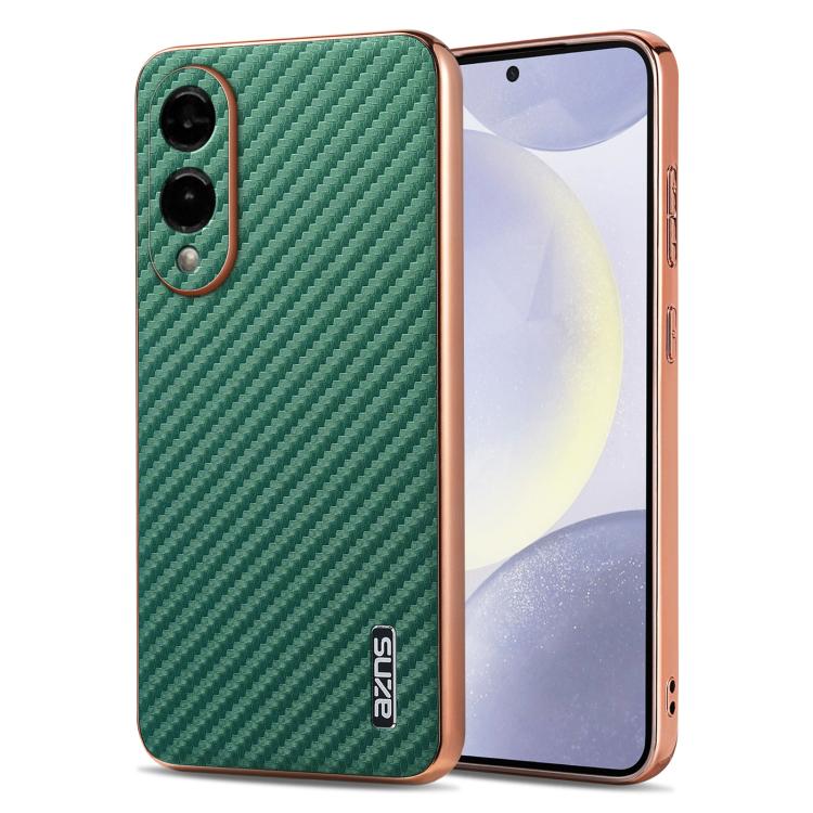 AZNS Electroplated Edge Carbon Fiber Texture Phone Case, For Samsung Galaxy S25 Edge 5G, For Samsung Galaxy S25 5G, For Samsung Galaxy S25+ 5G, For Samsung Galaxy S25 Ultra 5G, For Samsung Galaxy S23 Ultra 5G, For Samsung Galaxy S22 Ultra 5G
