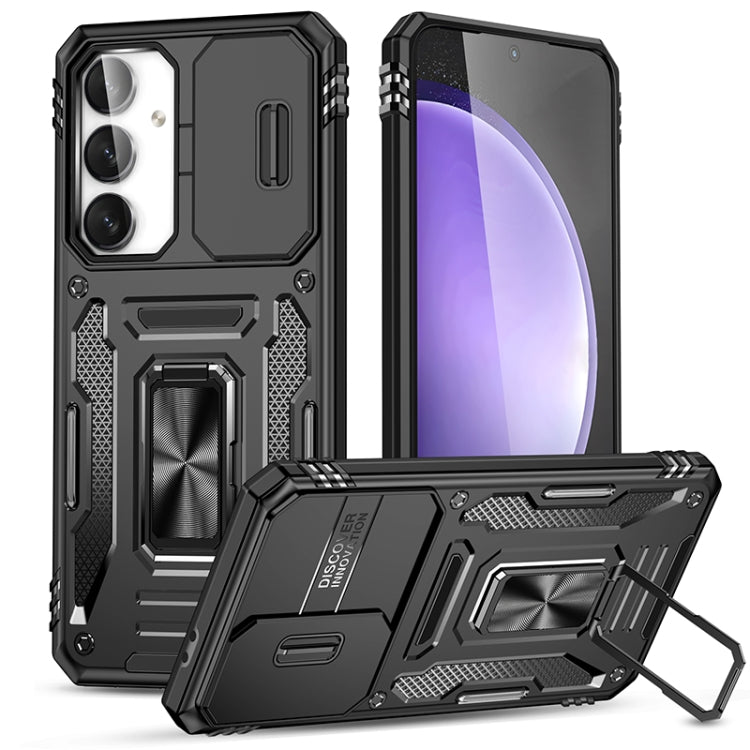 Armor PC Hybrid TPU Camera Shield Phone Case, For Samsung Galaxy S25 Edge 5G, For Samsung Galaxy S25 5G, For Samsung Galaxy S25+ 5G, For Samsung Galaxy S25 Ultra 5G, For Samsung Galaxy S24 FE 5G