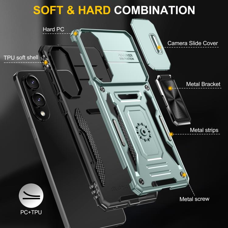Armor PC Hybrid TPU Camera Shield Phone Case, For Samsung Galaxy S25 Edge 5G, For Samsung Galaxy S25 5G, For Samsung Galaxy S25+ 5G, For Samsung Galaxy S25 Ultra 5G, For Samsung Galaxy S24 FE 5G
