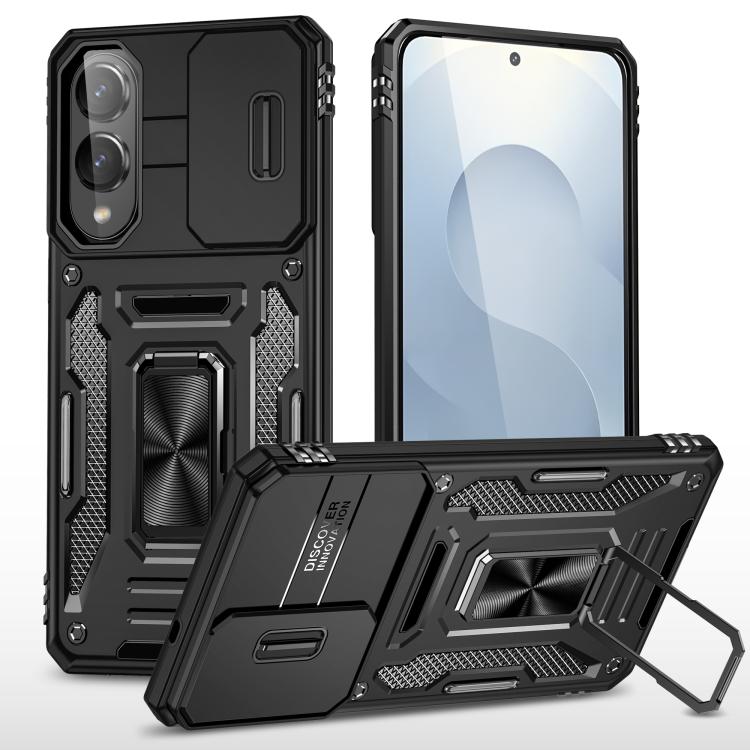 Armor PC Hybrid TPU Camera Shield Phone Case, For Samsung Galaxy S25 Edge 5G, For Samsung Galaxy S25 5G, For Samsung Galaxy S25+ 5G, For Samsung Galaxy S25 Ultra 5G, For Samsung Galaxy S24 FE 5G