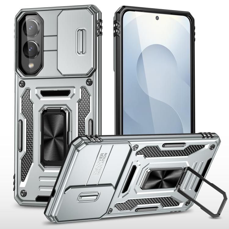 Armor PC Hybrid TPU Camera Shield Phone Case, For Samsung Galaxy S25 Edge 5G, For Samsung Galaxy S25 5G, For Samsung Galaxy S25+ 5G, For Samsung Galaxy S25 Ultra 5G, For Samsung Galaxy S24 FE 5G