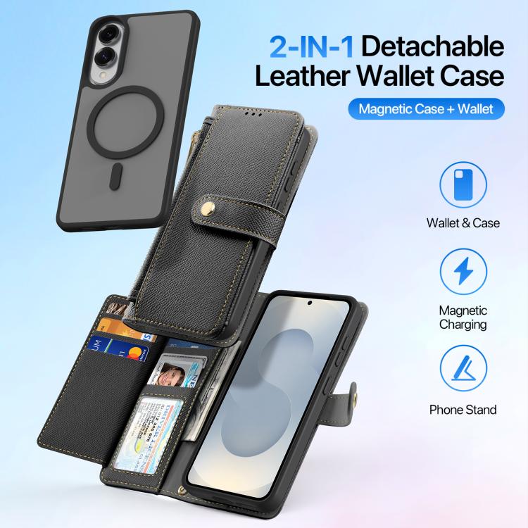 DUX DUCIS Lawa Series 2 in 1 Wallet Zipper Detachable MagSafe Phone Case with Lanyard, For Samsung Galaxy S25 Edge 5G, For Samsung Galaxy S25 5G, For Samsung Galaxy S25+ 5G, For Samsung Galaxy S25 Ultra 5G